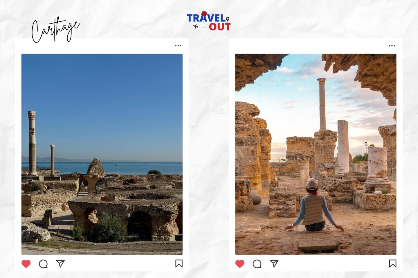 Roman columns at the Carthage archaeological site